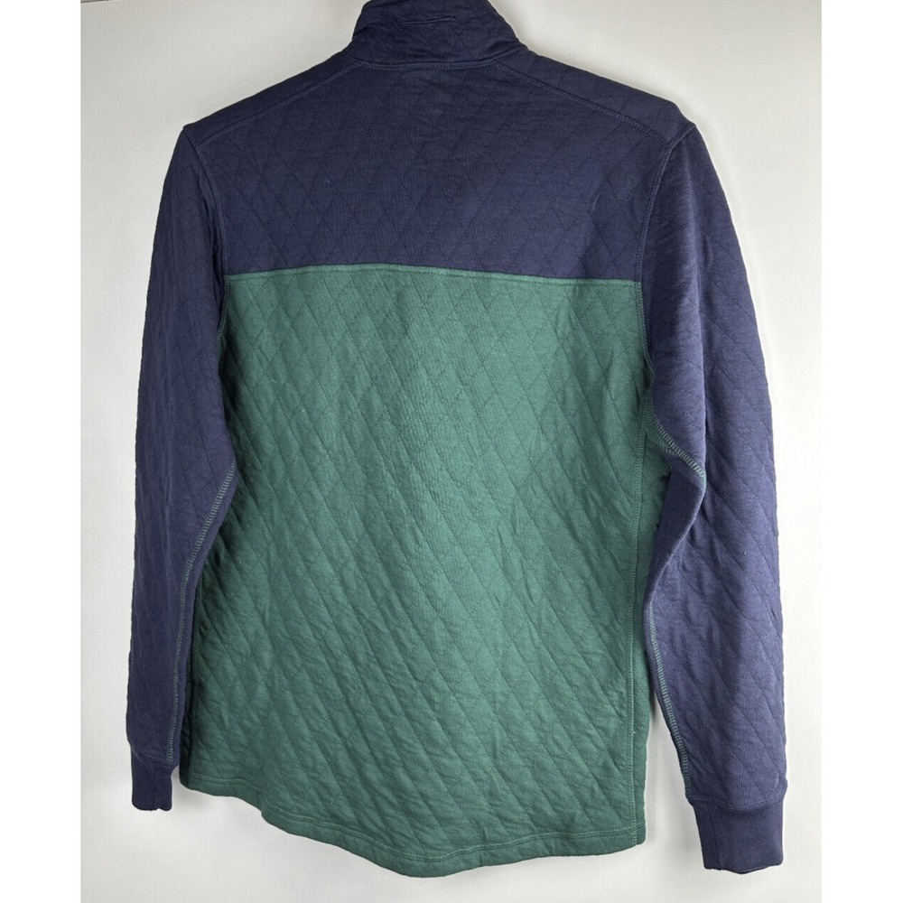 J.Crew Quilted Quarter Zip Pullover Color block Navy Blue Green Men's Medium - Picture 5 of 10